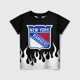 Детская футболка 3D с принтом Нью-Йорк Рейнджерс в Санкт-Петербурге, 100% гипоаллергенный полиэфир | прямой крой, круглый вырез горловины, длина до линии бедер, чуть спущенное плечо, ткань немного тянется | Тематика изображения на принте: hockey | new york | new york rangers | nhl | rangers | usa | нхл | нью йорк | нью йорк рейнджерс | рейнджерс | спорт | сша | хоккей | шайба