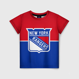 Детская футболка 3D с принтом Нью-Йорк Рейнджерс в Санкт-Петербурге, 100% гипоаллергенный полиэфир | прямой крой, круглый вырез горловины, длина до линии бедер, чуть спущенное плечо, ткань немного тянется | Тематика изображения на принте: hockey | new york | new york rangers | nhl | rangers | usa | нхл | нью йорк | нью йорк рейнджерс | рейнджерс | спорт | сша | хоккей | шайба
