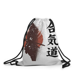Рюкзак-мешок 3D с принтом Один в поле- воин в Санкт-Петербурге, 100% полиэстер | плотность ткани — 200 г/м2, размер — 35 х 45 см; лямки — толстые шнурки, застежка на шнуровке, без карманов и подкладки | воин | катана | китай | китайские знаки | меч | самурай | солнце | японские знаки