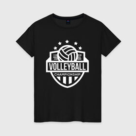 Женская футболка хлопок с принтом ВОЛЕЙБОЛ в Санкт-Петербурге, 100% хлопок | прямой крой, круглый вырез горловины, длина до линии бедер, слегка спущенное плечо | beach | voleybal | volleyball | волебол | волейбол | волейболист | волейболистка | воллейбол | пляжный | я люблю