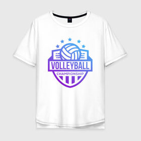 Мужская футболка хлопок Oversize с принтом ВОЛЕЙБОЛ 2 в Санкт-Петербурге, 100% хлопок | свободный крой, круглый ворот, “спинка” длиннее передней части | Тематика изображения на принте: beach | voleybal | volleyball | волебол | волейбол | волейболист | волейболистка | воллейбол | пляжный | я люблю
