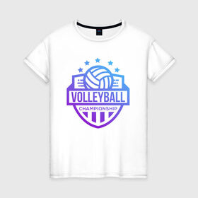 Женская футболка хлопок с принтом ВОЛЕЙБОЛ 2 в Санкт-Петербурге, 100% хлопок | прямой крой, круглый вырез горловины, длина до линии бедер, слегка спущенное плечо | beach | voleybal | volleyball | волебол | волейбол | волейболист | волейболистка | воллейбол | пляжный | я люблю