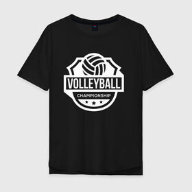 Мужская футболка хлопок Oversize с принтом VOLLEYBALL в Санкт-Петербурге, 100% хлопок | свободный крой, круглый ворот, “спинка” длиннее передней части | beach | voleybal | volleyball | волебол | волейбол | волейболист | волейболистка | воллейбол | пляжный | я люблю