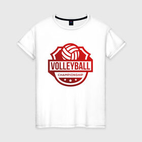 Женская футболка хлопок с принтом VOLLEYBALL в Санкт-Петербурге, 100% хлопок | прямой крой, круглый вырез горловины, длина до линии бедер, слегка спущенное плечо | beach | voleybal | volleyball | волебол | волейбол | волейболист | волейболистка | воллейбол | пляжный | я люблю