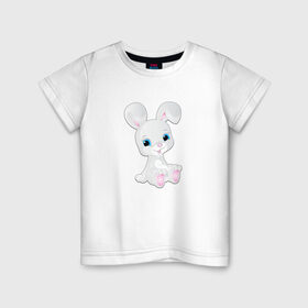 Детская футболка хлопок с принтом Зая в Санкт-Петербурге, 100% хлопок | круглый вырез горловины, полуприлегающий силуэт, длина до линии бедер | детский рисунок | животное | зайчонок | зая | заяц | кролик | мультфильм | сердце
