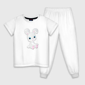 Детская пижама хлопок с принтом Зая в Санкт-Петербурге, 100% хлопок |  брюки и футболка прямого кроя, без карманов, на брюках мягкая резинка на поясе и по низу штанин
 | детский рисунок | животное | зайчонок | зая | заяц | кролик | мультфильм | сердце
