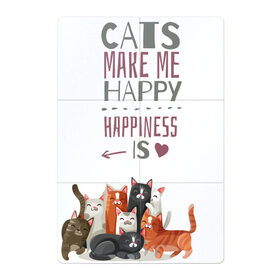 Магнитный плакат 2Х3 с принтом Кошки делают меня счастливым в Санкт-Петербурге, Полимерный материал с магнитным слоем | 6 деталей размером 9*9 см | cat | cats | cats make me happy | happiness is | kitty | животное | животные | звери | зверь | кот | коты | котята | котятки | кошки | кошки делают меня счастливым | мур | надпись | сердечко | сердце | хищники