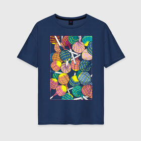 Женская футболка хлопок Oversize с принтом Чупа чупсы в Санкт-Петербурге, 100% хлопок | свободный крой, круглый ворот, спущенный рукав, длина до линии бедер
 | конфеты | сладкое | сладости | чупа чупс | яркие цвета