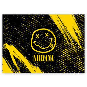 Поздравительная открытка с принтом NIRVANA / НИРВАНА в Санкт-Петербурге, 100% бумага | плотность бумаги 280 г/м2, матовая, на обратной стороне линовка и место для марки
 | Тематика изображения на принте: band | cobain | face | kurt | logo | music | nirvana | rock | rocknroll | группа | кобейн | курт | лого | логотип | музыка | музыкальная | нирвана | рожица | рок | рокнролл | символ