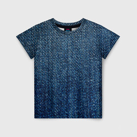 Детская футболка 3D с принтом Джинса в Санкт-Петербурге, 100% гипоаллергенный полиэфир | прямой крой, круглый вырез горловины, длина до линии бедер, чуть спущенное плечо, ткань немного тянется | blue | джинса | джинсовая текстура | текстуры | цвет джинса