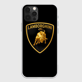 Чехол для iPhone 12 Pro Max с принтом Lamborghini в Санкт-Петербурге, Силикон |  | Тематика изображения на принте: bull | gold lamborghini sign | lamborghini | lamborghini lettering | lamborghini print | lamborghini sign | бык | знак ламборджини | золотой знак ламборджини | ламборджини | надпись ламборджини | принт ламборджини