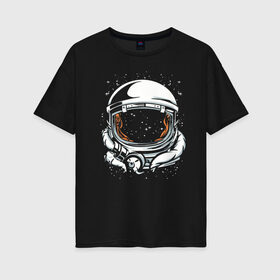 Женская футболка хлопок Oversize с принтом Шлем астронавта в Санкт-Петербурге, 100% хлопок | свободный крой, круглый ворот, спущенный рукав, длина до линии бедер
 | astronaut | cosmos | galaxy | helmet | nasa | roscosmos | roskosmos | soul | space | spaceman | spacesuit | stars | suit | universe | астронавт | вселенная | галактика | душа | звезды | космонавт | космос | мистика | наса | одиночество | рос