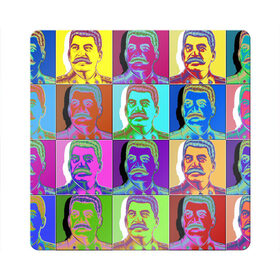 Магнит виниловый Квадрат с принтом Stalin pop-art в Санкт-Петербурге, полимерный материал с магнитным слоем | размер 9*9 см, закругленные углы | chief | color | eyes | moustache | pop art | stalin | view | взгляд | вождь | глаза | поп  арт | сталин | усы | цвет