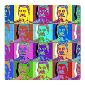 Магнитный плакат 3Х3 с принтом Stalin pop-art в Санкт-Петербурге, Полимерный материал с магнитным слоем | 9 деталей размером 9*9 см | chief | color | eyes | moustache | pop art | stalin | view | взгляд | вождь | глаза | поп  арт | сталин | усы | цвет