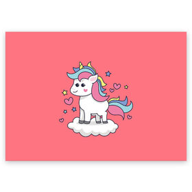 Поздравительная открытка с принтом Unicorn в Санкт-Петербурге, 100% бумага | плотность бумаги 280 г/м2, матовая, на обратной стороне линовка и место для марки
 | animal | единорог | животные | звери