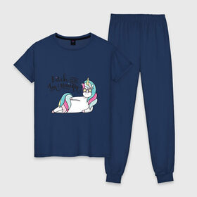 Женская пижама хлопок с принтом Unicorn 7 в Санкт-Петербурге, 100% хлопок | брюки и футболка прямого кроя, без карманов, на брюках мягкая резинка на поясе и по низу штанин | animal | единорог | животные | звери