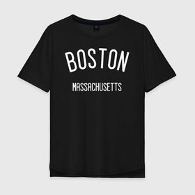 Мужская футболка хлопок Oversize с принтом БОСТОН в Санкт-Петербурге, 100% хлопок | свободный крой, круглый ворот, “спинка” длиннее передней части | Тематика изображения на принте: america | boston | states | usa | америка | бостон | сша | штаты