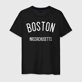 Мужская футболка хлопок с принтом БОСТОН в Санкт-Петербурге, 100% хлопок | прямой крой, круглый вырез горловины, длина до линии бедер, слегка спущенное плечо. | america | boston | states | usa | америка | бостон | сша | штаты