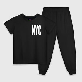 Детская пижама хлопок с принтом NEW YORK в Санкт-Петербурге, 100% хлопок |  брюки и футболка прямого кроя, без карманов, на брюках мягкая резинка на поясе и по низу штанин
 | Тематика изображения на принте: america | new york | ny | states | usa | америка | нью йорк | сша | штаты