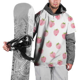Накидка на куртку 3D с принтом Нежная клубника в Санкт-Петербурге, 100% полиэстер |  | арт | белый | зеленый | клубника | листья | рисунок | розовый | розовый рисунок | фрукт | фрукты | штамп | ягода | ягоды