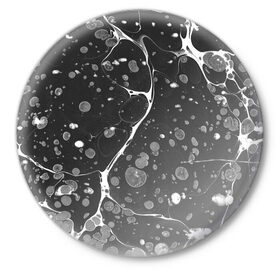Значок с принтом Черный Мрамор в Санкт-Петербурге,  металл | круглая форма, металлическая застежка в виде булавки | абстракция | минимализм | мрамор | рисунок | черный мрамор