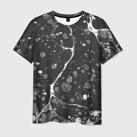 Мужская футболка 3D с принтом Черный Мрамор в Санкт-Петербурге, 100% полиэфир | прямой крой, круглый вырез горловины, длина до линии бедер | абстракция | минимализм | мрамор | рисунок | черный мрамор