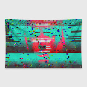 Флаг-баннер с принтом Glitch в Санкт-Петербурге, 100% полиэстер | размер 67 х 109 см, плотность ткани — 95 г/м2; по краям флага есть четыре люверса для крепления | abstraction | glitch | neon | vanguard | абстракция | авангард | глитч | неон