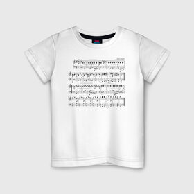 Детская футболка хлопок с принтом Нотные строки в Санкт-Петербурге, 100% хлопок | круглый вырез горловины, полуприлегающий силуэт, длина до линии бедер | Тематика изображения на принте: музыка | нота | ноты