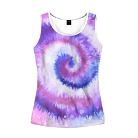 Женская майка 3D с принтом TIE-DYE PURPLE в Санкт-Петербурге, 100% полиэстер | круглая горловина, прямой силуэт, длина до линии бедра | dye | multicolor | tie | trend | акварель | брызги | градиент | дай | колор | краски | красочная | мульти | потёки | пятна | радуга | радужная | тай | тайдай | текстура | тренд | хиппи