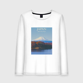 Женский лонгслив хлопок с принтом Japan в Санкт-Петербурге, 100% хлопок |  | fuji | mount | poster | travel | гора | постер | путешествия | фудзи | фудзияма | япония