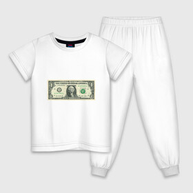 Детская пижама хлопок с принтом One dollar в Санкт-Петербурге, 100% хлопок |  брюки и футболка прямого кроя, без карманов, на брюках мягкая резинка на поясе и по низу штанин
 | bill | dollar | one | богатство | деньги | доллары | монеты | один | сша