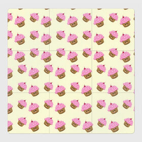 Магнитный плакат 3Х3 с принтом Кексы в Санкт-Петербурге, Полимерный материал с магнитным слоем | 9 деталей размером 9*9 см | Тематика изображения на принте: арт | выпечка | еда | кекс | кексик | кексы | рисунок | розовый | салатовый
