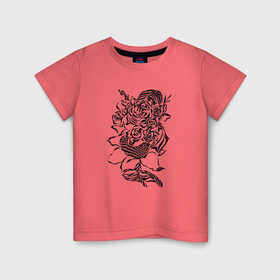 Детская футболка хлопок с принтом цветы абстракция графика в Санкт-Петербурге, 100% хлопок | круглый вырез горловины, полуприлегающий силуэт, длина до линии бедер | абстракция | графика | подсолнух | розы | цветы