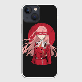 Чехол для iPhone 13 mini с принтом Darling Zero Two Black в Санкт-Петербурге,  |  | 002 | ahegao | anime | darling | franx | franxx | girl | girls | in | senpai | the | two | waifu | zero | zerotwo | аниме | ахегао | вайфу | девушка | семпай | сенпай | тян