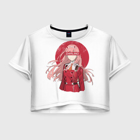 Женская футболка Crop-top 3D с принтом ZeroTwo (Darling in the Franx) в Санкт-Петербурге, 100% полиэстер | круглая горловина, длина футболки до линии талии, рукава с отворотами | 002 | ahegao | anime | darling | franx | franxx | girl | girls | in | senpai | the | two | waifu | zero | zerotwo | аниме | ахегао | вайфу | девушка | семпай | сенпай | тян