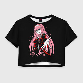 Женская футболка Crop-top 3D с принтом ZeroTwo (Darling in the Franx) в Санкт-Петербурге, 100% полиэстер | круглая горловина, длина футболки до линии талии, рукава с отворотами | 002 | 02 | ahegao | anime | darling | franx | franxx | girl | girls | in | senpai | the | two | waifu | zero | zerotwo | аниме | ахегао | вайфу | девушка | семпай | сенпай | тян