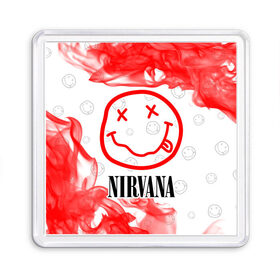 Магнит 55*55 с принтом NIRVANA / НИРВАНА в Санкт-Петербурге, Пластик | Размер: 65*65 мм; Размер печати: 55*55 мм | Тематика изображения на принте: band | cobain | face | kurt | logo | music | nirvana | rock | rocknroll | группа | кобейн | курт | лого | логотип | музыка | музыкальная | нирвана | рожица | рок | рокнролл | символ