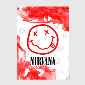 Постер с принтом NIRVANA / НИРВАНА в Санкт-Петербурге, 100% бумага
 | бумага, плотность 150 мг. Матовая, но за счет высокого коэффициента гладкости имеет небольшой блеск и дает на свету блики, но в отличии от глянцевой бумаги не покрыта лаком | band | cobain | face | kurt | logo | music | nirvana | rock | rocknroll | группа | кобейн | курт | лого | логотип | музыка | музыкальная | нирвана | рожица | рок | рокнролл | символ