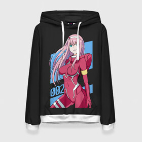 Женская толстовка 3D с принтом ZeroTwo (Darling in the Franx) в Санкт-Петербурге, 100% полиэстер  | двухслойный капюшон со шнурком для регулировки, мягкие манжеты на рукавах и по низу толстовки, спереди карман-кенгуру с мягким внутренним слоем. | 002 | 02 | ahegao | anime | darling | franx | franxx | girl | girls | in | senpai | the | two | waifu | zero | zerotwo | аниме | ахегао | вайфу | девушка | семпай | сенпай | тян