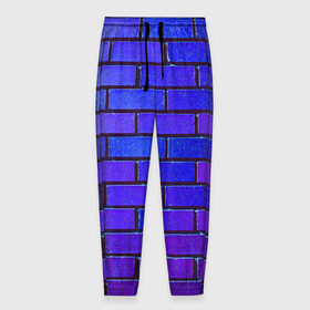 Мужские брюки 3D с принтом Brick в Санкт-Петербурге, 100% полиэстер | манжеты по низу, эластичный пояс регулируется шнурком, по бокам два кармана без застежек, внутренняя часть кармана из мелкой сетки | Тематика изображения на принте: blue | brick | purple | texture | wall | кирпич | кирпичный | синий | стена | текстура | фиолетовый