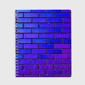 Тетрадь с принтом Brick в Санкт-Петербурге, 100% бумага | 48 листов, плотность листов — 60 г/м2, плотность картонной обложки — 250 г/м2. Листы скреплены сбоку удобной пружинной спиралью. Уголки страниц и обложки скругленные. Цвет линий — светло-серый
 | blue | brick | purple | texture | wall | кирпич | кирпичный | синий | стена | текстура | фиолетовый