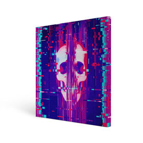 Холст квадратный с принтом Skull glitch в Санкт-Петербурге, 100% ПВХ |  | color | fashion | glitch | jaw | skull | vanguard | авангард | глитч | мода | пасть | цвет | череп