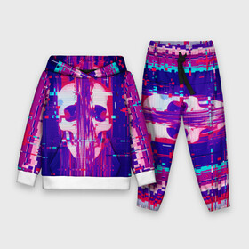 Детский костюм 3D (с толстовкой) с принтом Skull glitch в Санкт-Петербурге,  |  | color | fashion | glitch | jaw | skull | vanguard | авангард | глитч | мода | пасть | цвет | череп