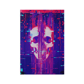 Обложка для паспорта матовая кожа с принтом Skull glitch в Санкт-Петербурге, натуральная матовая кожа | размер 19,3 х 13,7 см; прозрачные пластиковые крепления | color | fashion | glitch | jaw | skull | vanguard | авангард | глитч | мода | пасть | цвет | череп