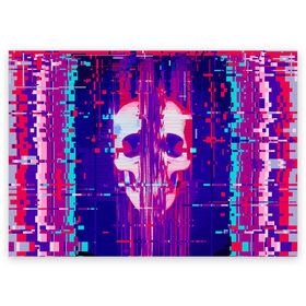 Поздравительная открытка с принтом Skull glitch в Санкт-Петербурге, 100% бумага | плотность бумаги 280 г/м2, матовая, на обратной стороне линовка и место для марки
 | color | fashion | glitch | jaw | skull | vanguard | авангард | глитч | мода | пасть | цвет | череп