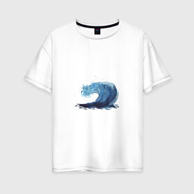 Женская футболка хлопок Oversize с принтом Морская волна в Санкт-Петербурге, 100% хлопок | свободный крой, круглый ворот, спущенный рукав, длина до линии бедер
 | брызги | вода | волна | море | океан | синий | шторм