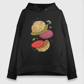 Женское худи Oversize хлопок с принтом Луна бургер в Санкт-Петербурге, френч-терри — 70% хлопок, 30% полиэстер. Мягкий теплый начес внутри —100% хлопок | боковые карманы, эластичные манжеты и нижняя кромка, капюшон на магнитной кнопке | burger | food | funny | galaxy | hamburger | illustration | joke | moon | planet | space | start | булочки | в разрезе | галактика | гамбургер | гриль | еда | звезды | иллюстрация | космос | котлета | лист | оливки | планета | прикол | разрез | 