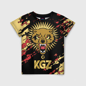 Детская футболка 3D с принтом Киргизия в Санкт-Петербурге, 100% гипоаллергенный полиэфир | прямой крой, круглый вырез горловины, длина до линии бедер, чуть спущенное плечо, ткань немного тянется | crescent | evil | golden | islam | kyrgyz republic | kyrgyzstan | sun | wolf | волк | злой | золотой | ислам | киргизская республика | кыргызстан | полумесяц | солнце
