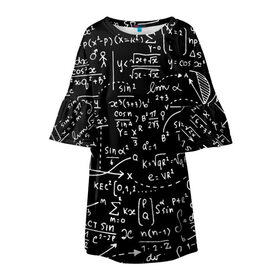 Детское платье 3D с принтом Формулы в Санкт-Петербурге, 100% полиэстер | прямой силуэт, чуть расширенный к низу. Круглая горловина, на рукавах — воланы | Тематика изображения на принте: алгебра | математика | математические формулы | наука | научные формулы | формулы