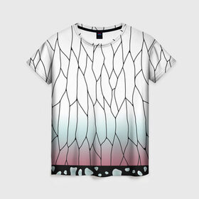 Женская футболка 3D с принтом Шинобу Кочо в Санкт-Петербурге, 100% полиэфир ( синтетическое хлопкоподобное полотно) | прямой крой, круглый вырез горловины, длина до линии бедер | demon slayers | shinobu | клинок рассекающий демонов | шинобу кочо